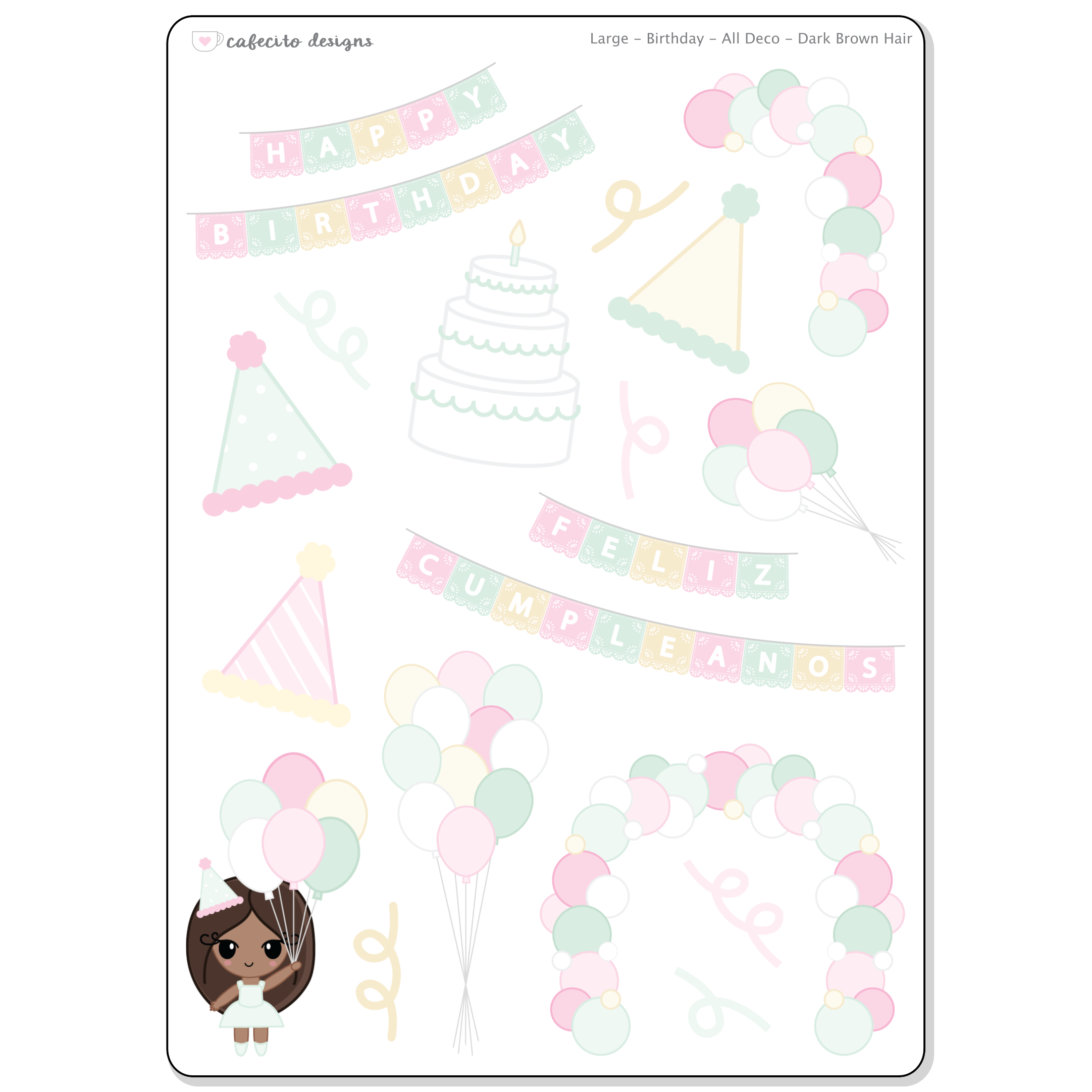 Birthday - Large Deco Sticker Sheet