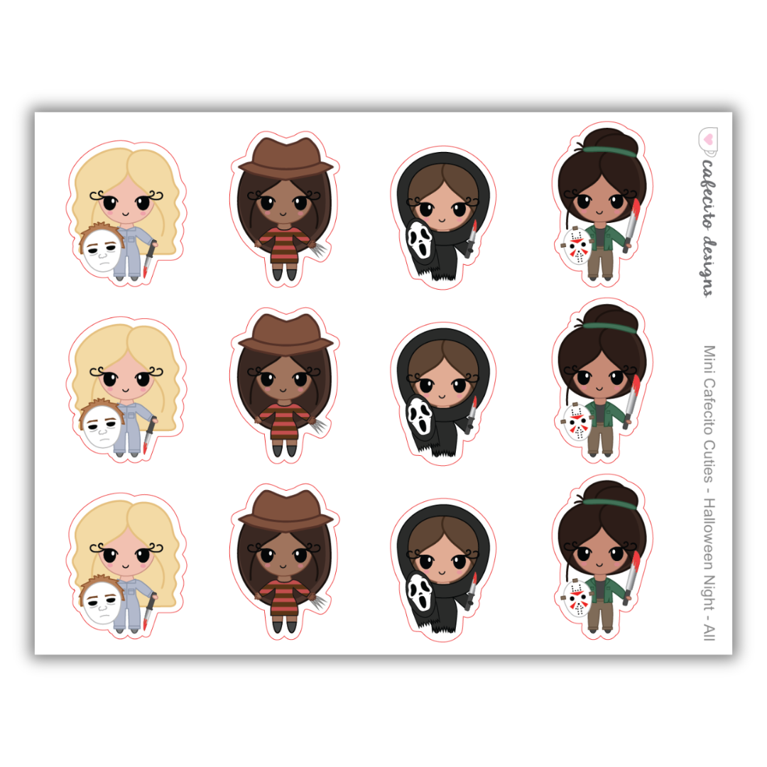 Halloween Night - Cafecito Cuties - Mini Deco Sticker Sheet