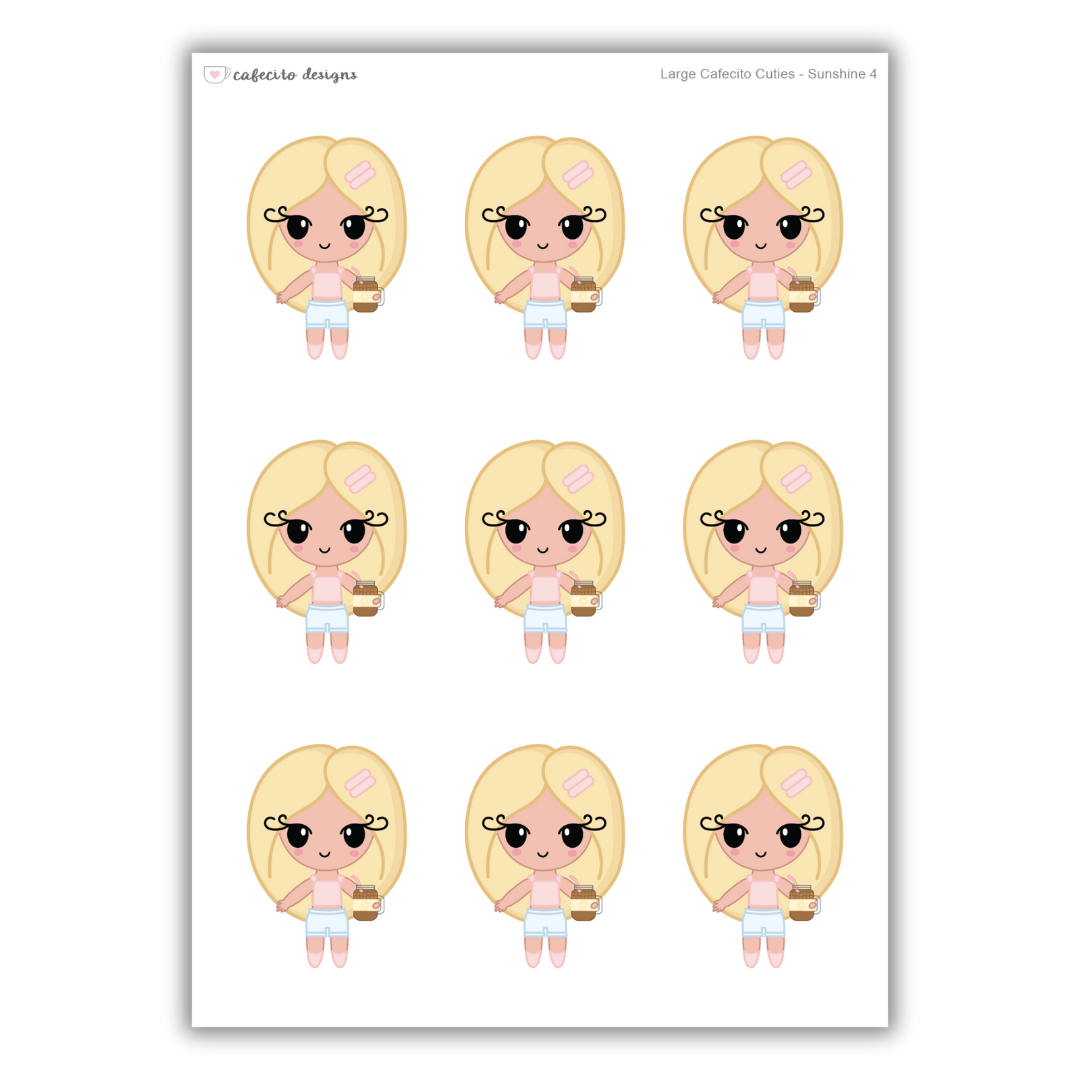 Sunshine - Cafecito Cuties - Large Deco Sticker Sheet