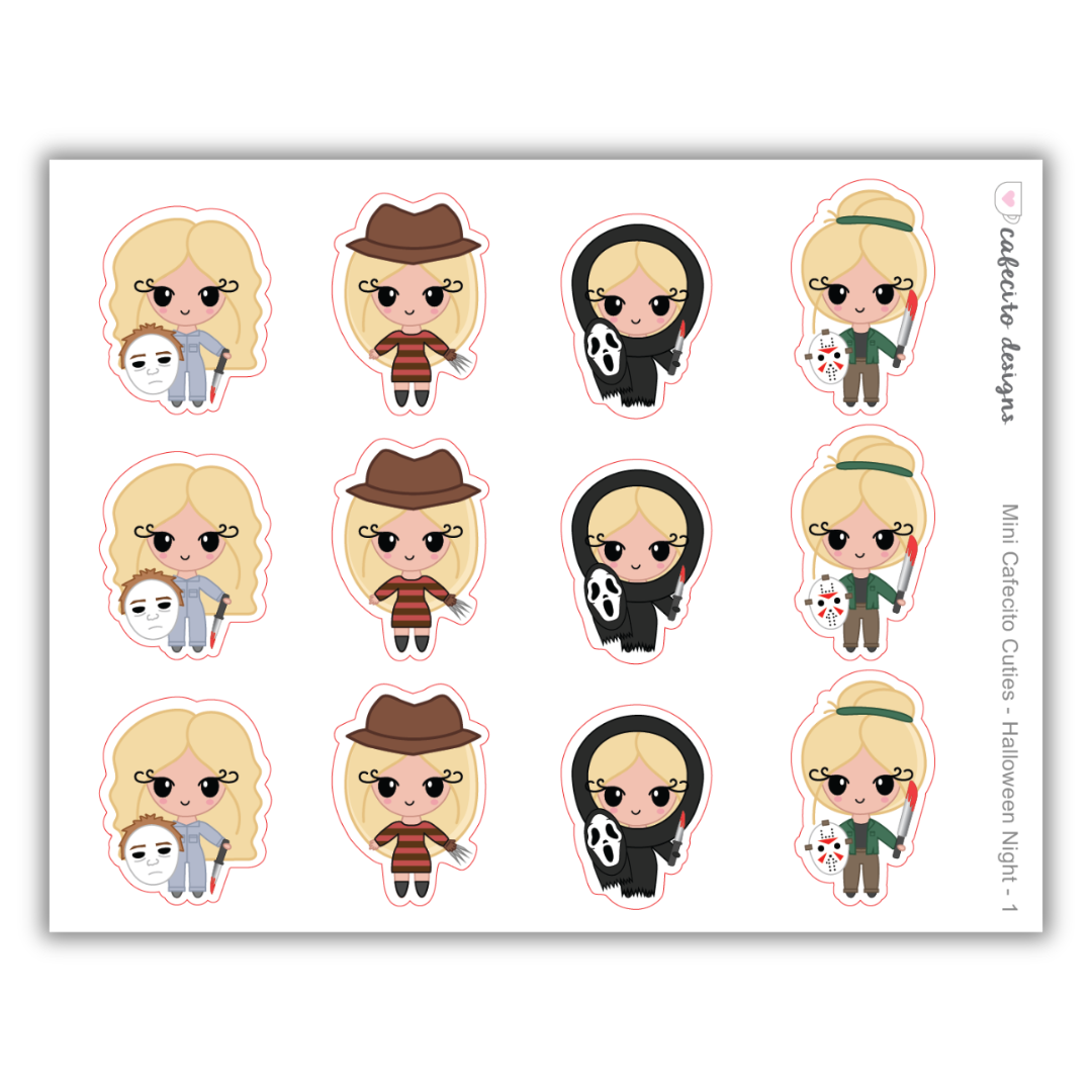 Halloween Night - Cafecito Cuties - Mini Deco Sticker Sheet