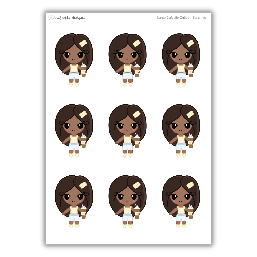 Sunshine - Cafecito Cuties - Large Deco Sticker Sheet