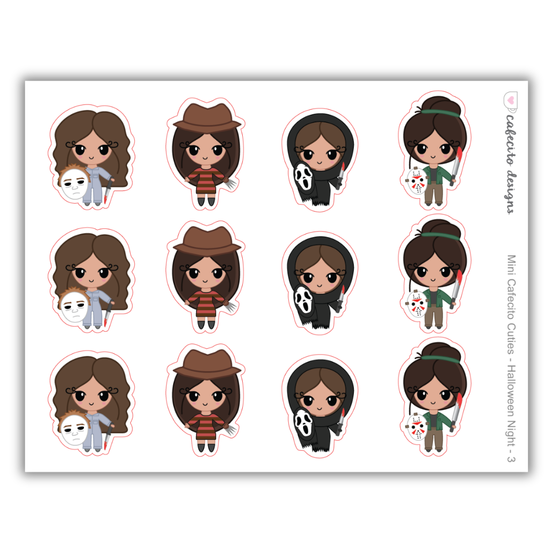 Halloween Night - Cafecito Cuties - Mini Deco Sticker Sheet