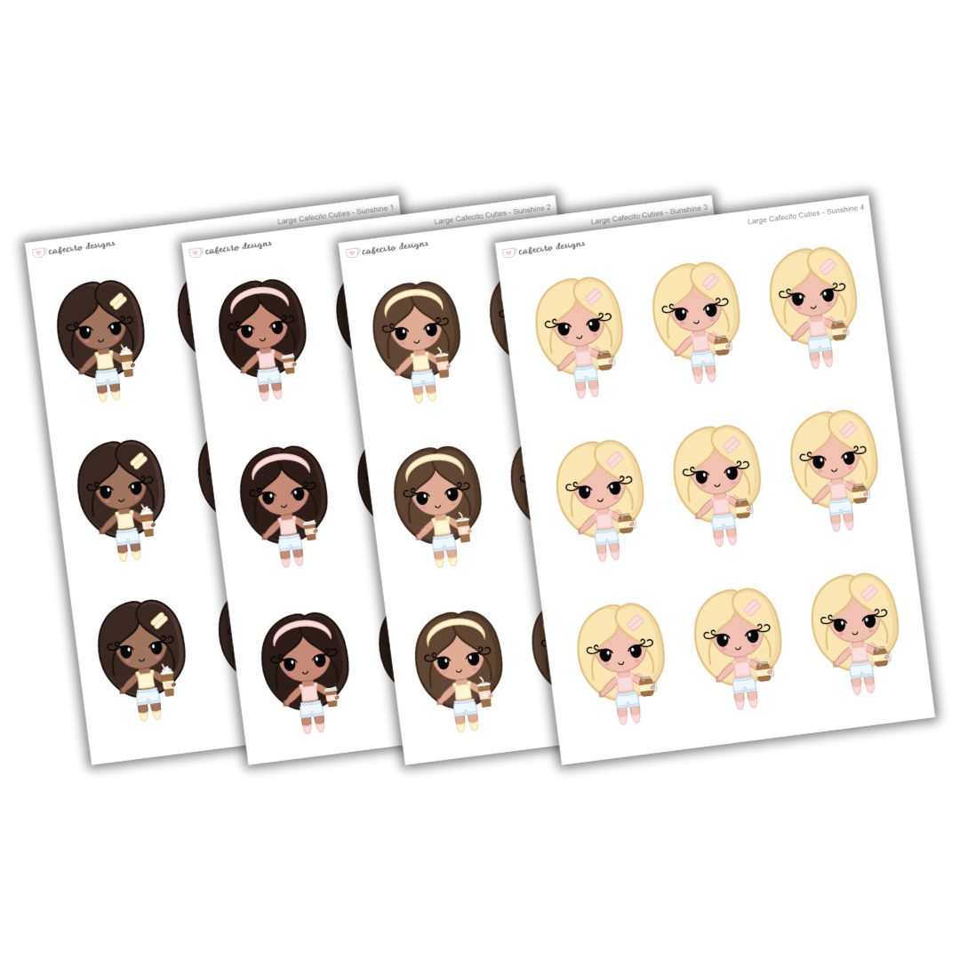 Sunshine - Cafecito Cuties - Large Deco Sticker Sheet