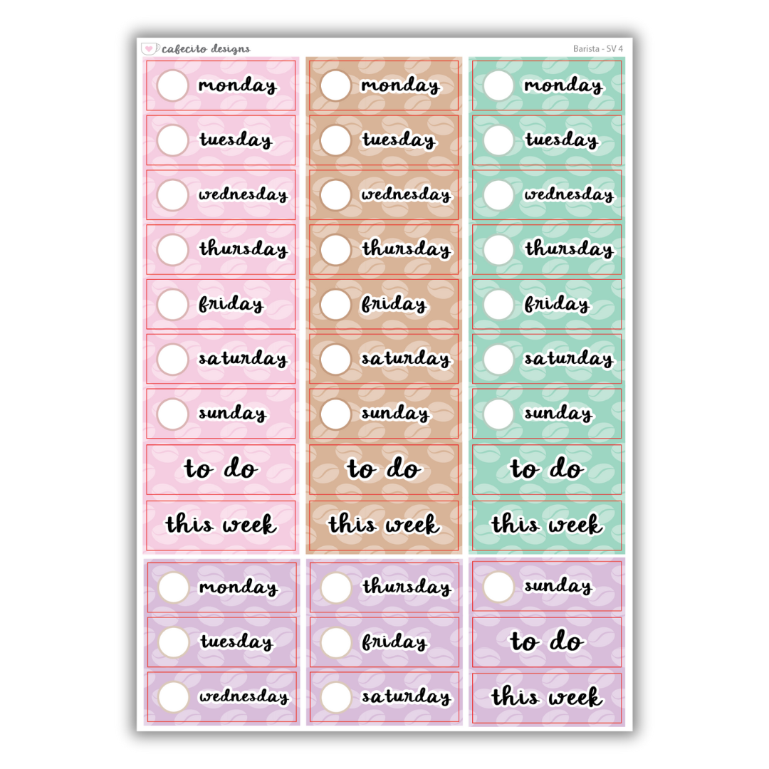 Barista - Standard Vertical Functional Stickers