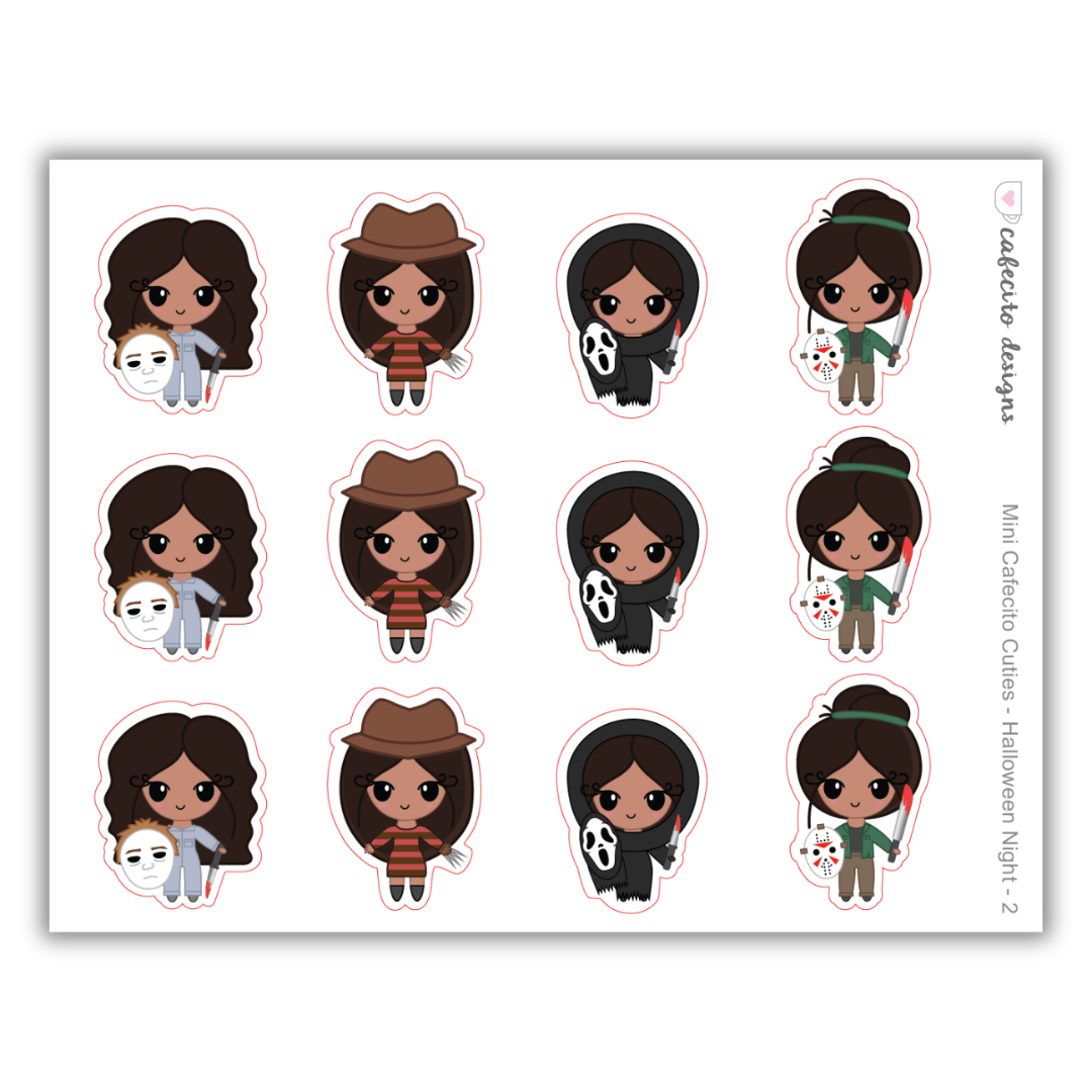 Halloween Night - Cafecito Cuties - Mini Deco Sticker Sheet