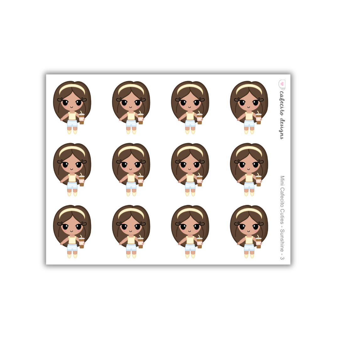 Sunshine - Cafecito Cuties - Mini Deco Sticker Sheet