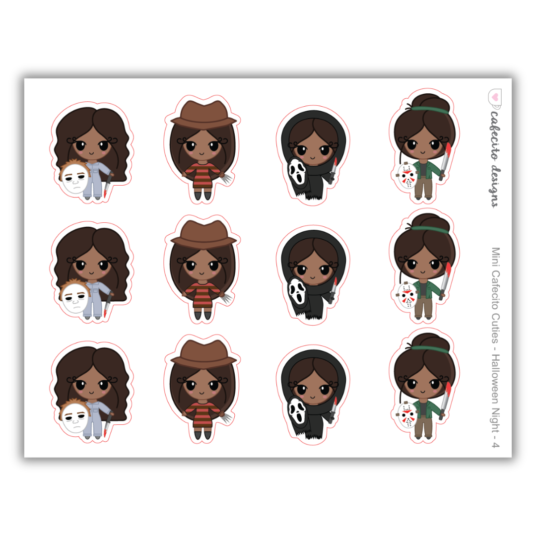 Halloween Night - Cafecito Cuties - Mini Deco Sticker Sheet