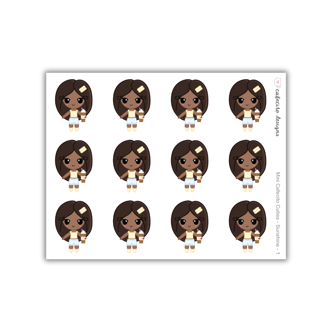 Sunshine - Cafecito Cuties - Mini Deco Sticker Sheet