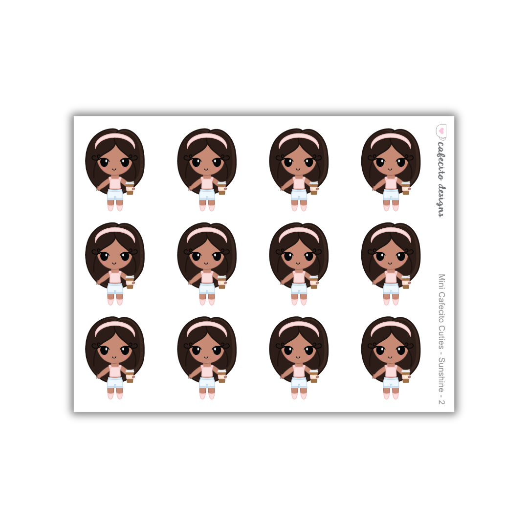 Sunshine - Cafecito Cuties - Mini Deco Sticker Sheet