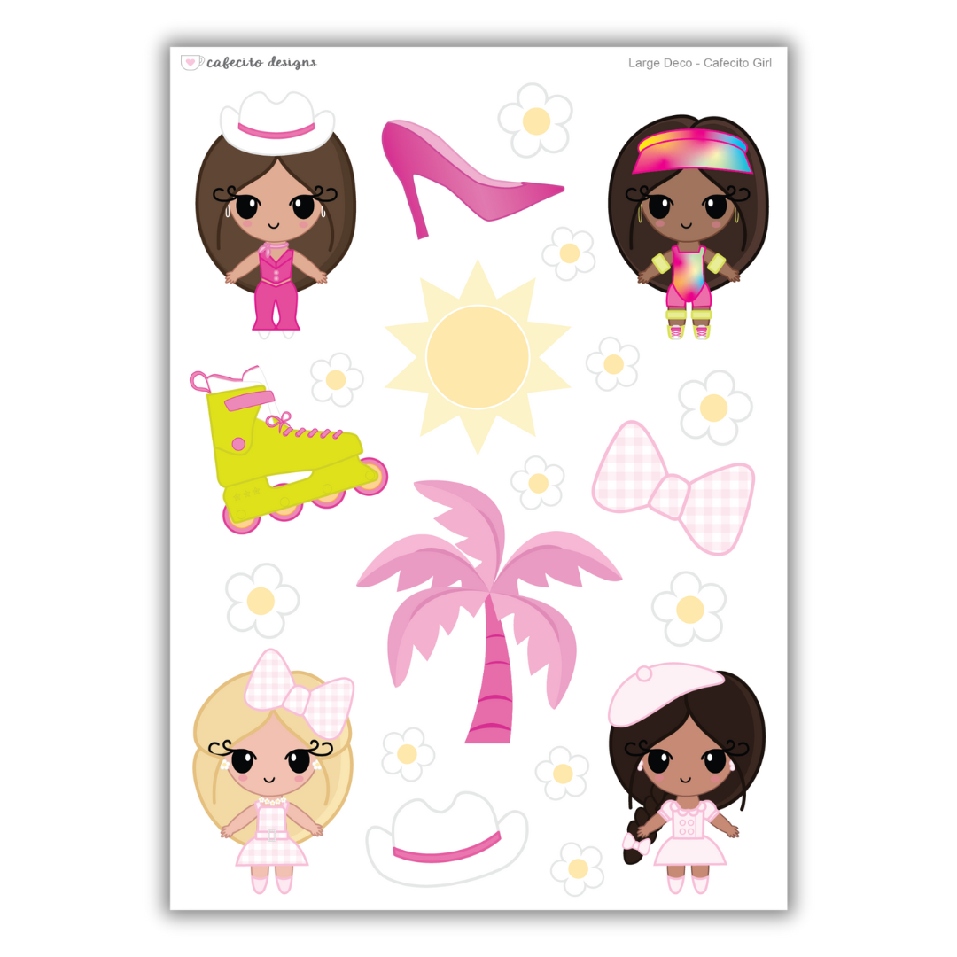 Cafecito Girl - Large Deco Sticker Sheet