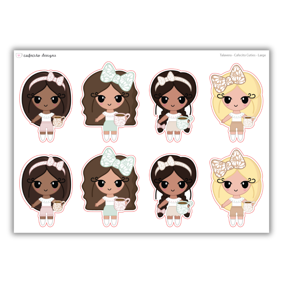 Talavera - Cafecito Cuties - Large Deco Sticker Sheet