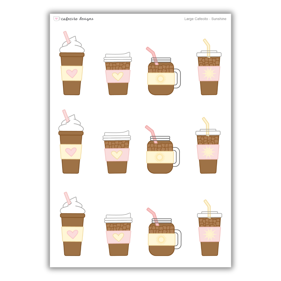 Sunshine Ice Cafecito - Large Deco Sticker Sheet