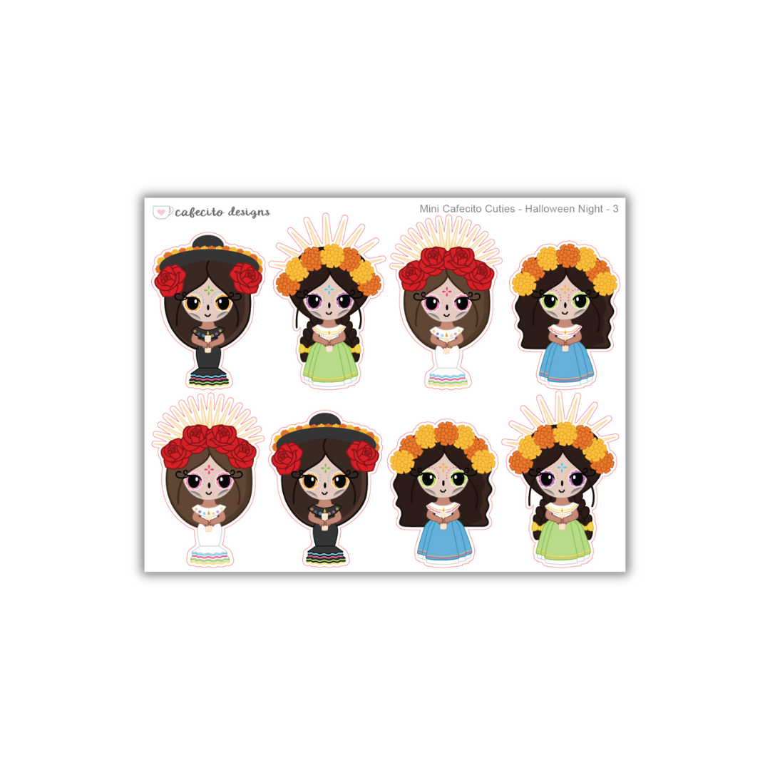 Dia de los Muertos - Cafecito Cuties - Mini Deco Sticker Sheet