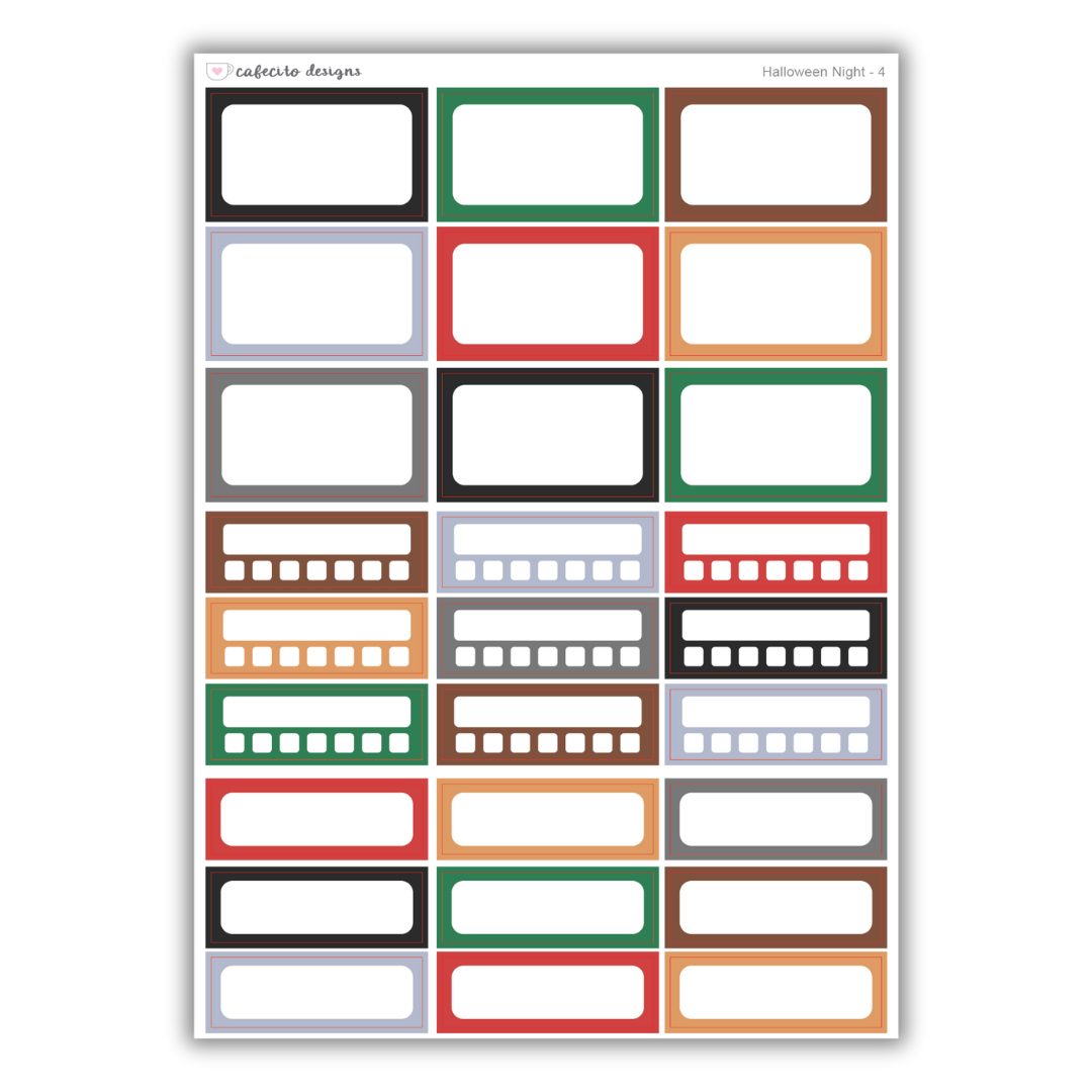 Halloween Night - Half Boxes, Quarter Boxes, Habit Trackers 4