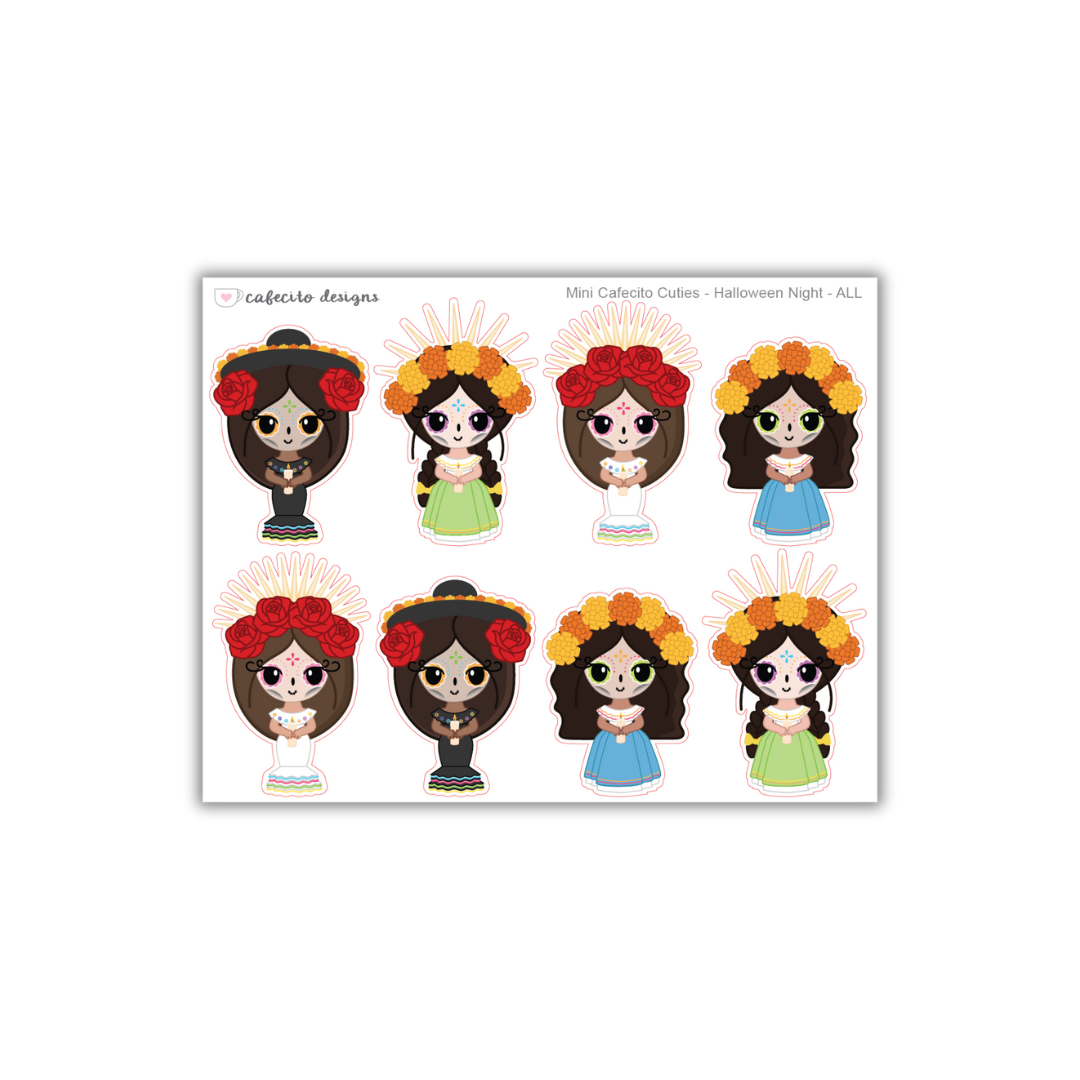 Dia de los Muertos - Cafecito Cuties - Mini Deco Sticker Sheet