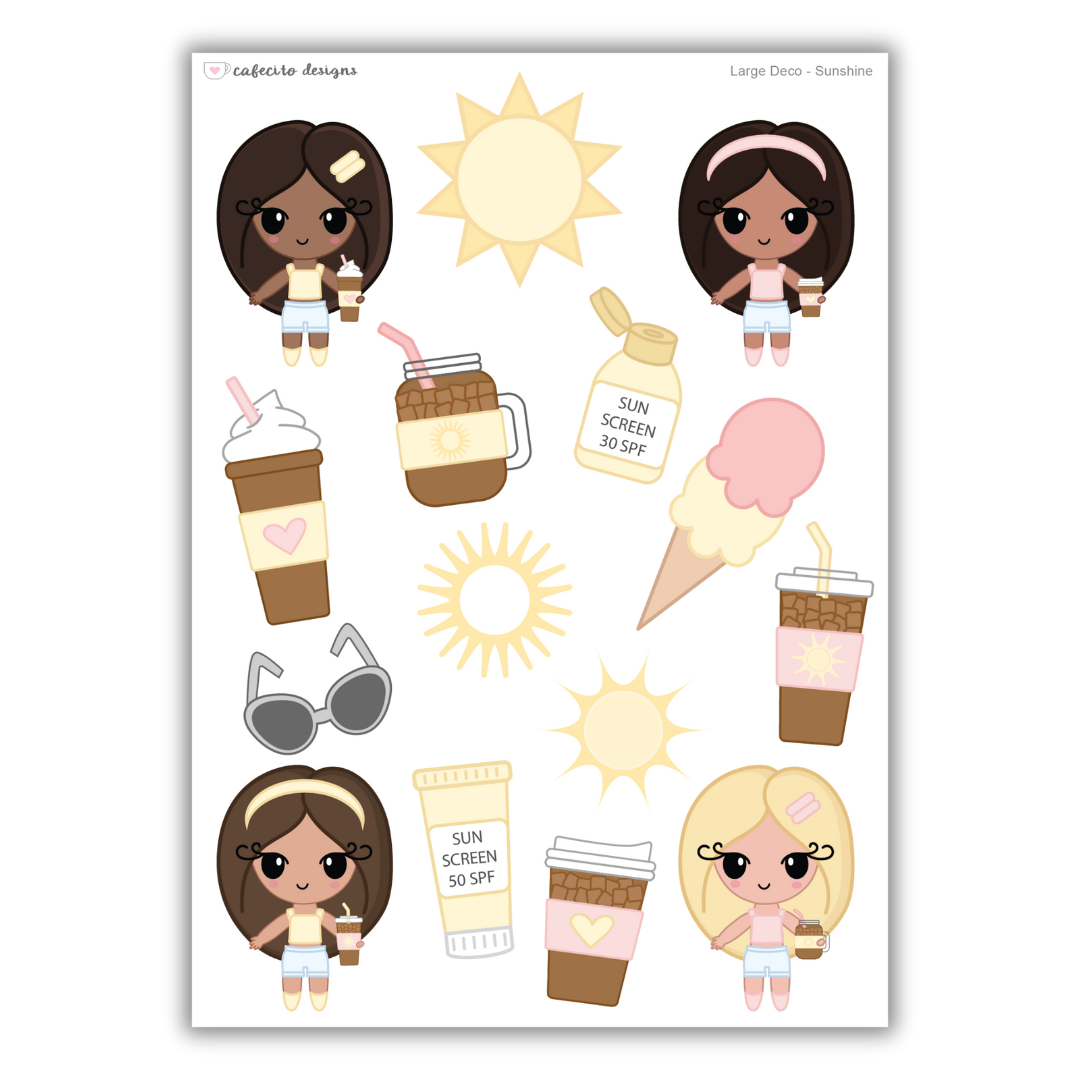 Sunshine - Large Deco Sticker Sheet