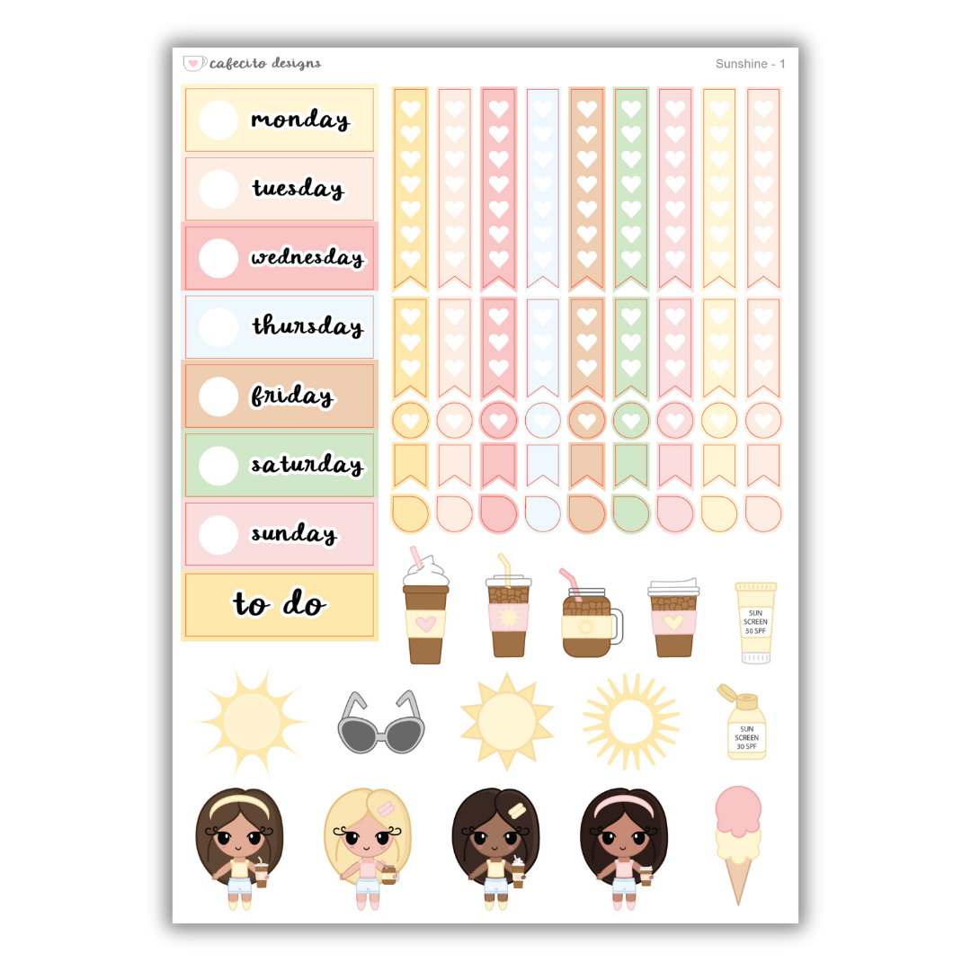 Sunshine - Date Headers, Mini Deco, Checklist 1