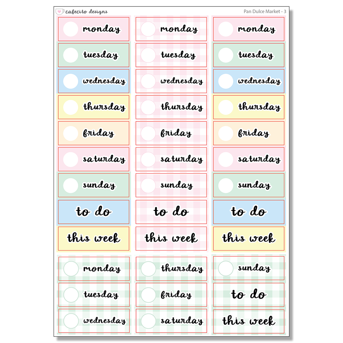 Pan Dulce Market - Date Headers