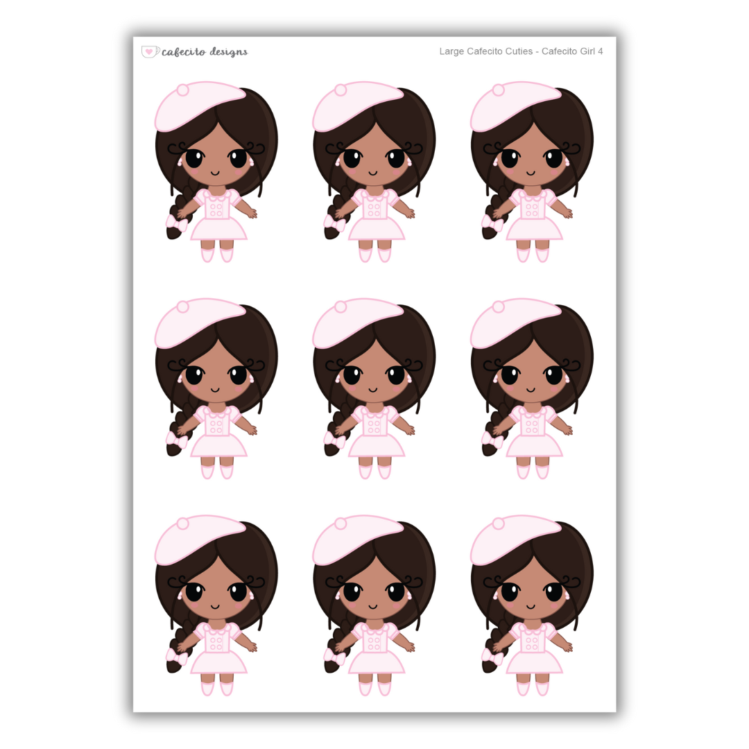 Cafecito Girl - Cafecito Cuties - Large Deco Sticker Sheet