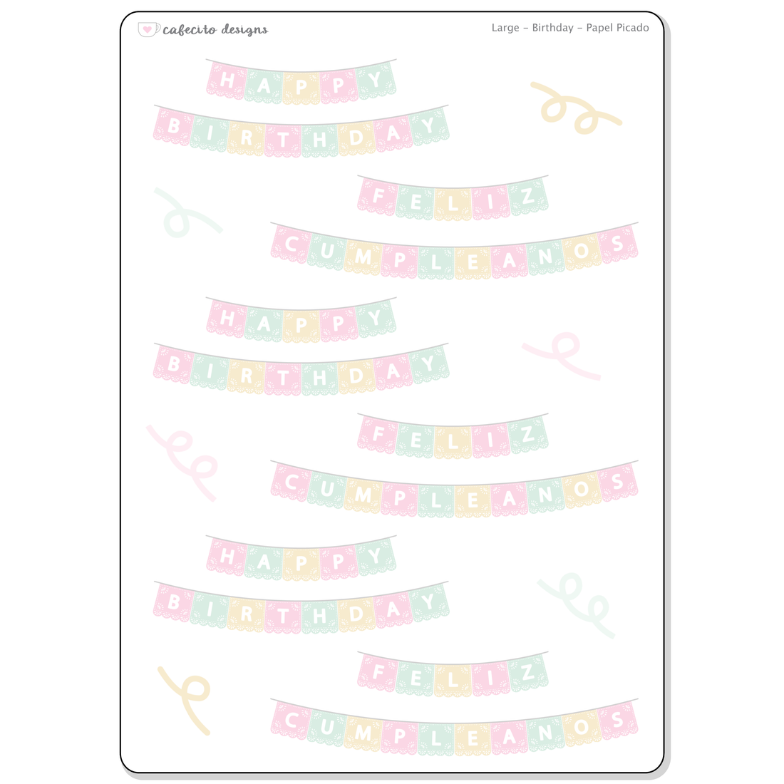 Birthday - Papel Picado - Large Deco Sticker Sheet