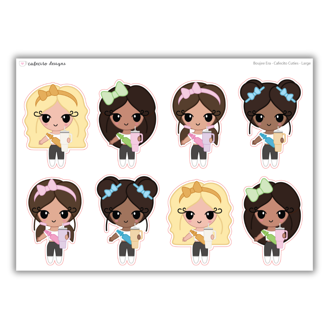 Boujee Era - Cafecito Cuties - Large Deco Sticker Sheet
