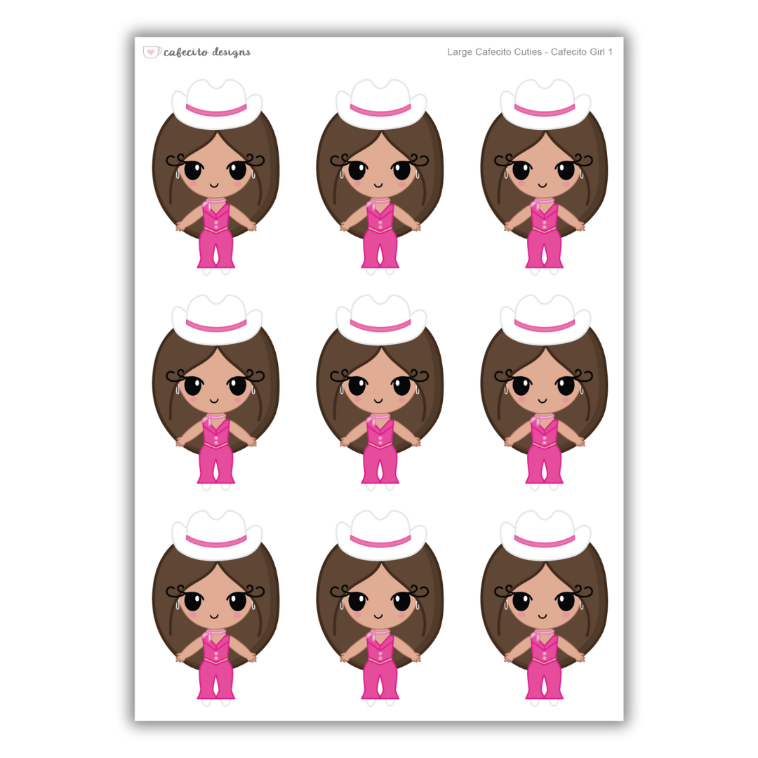 Cafecito Girl - Cafecito Cuties - Large Deco Sticker Sheet