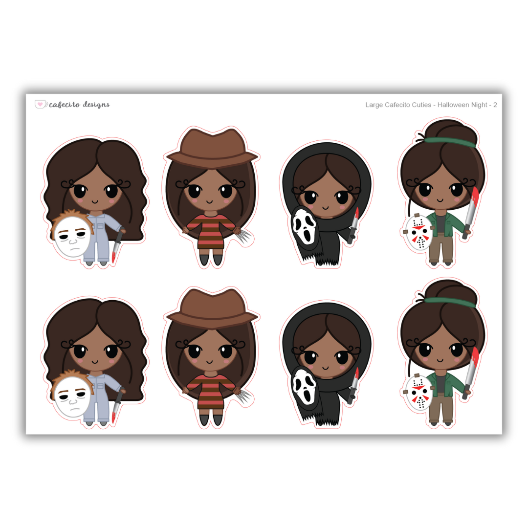 Halloween Night - Cafecito Cuties - Large Deco Sticker Sheet