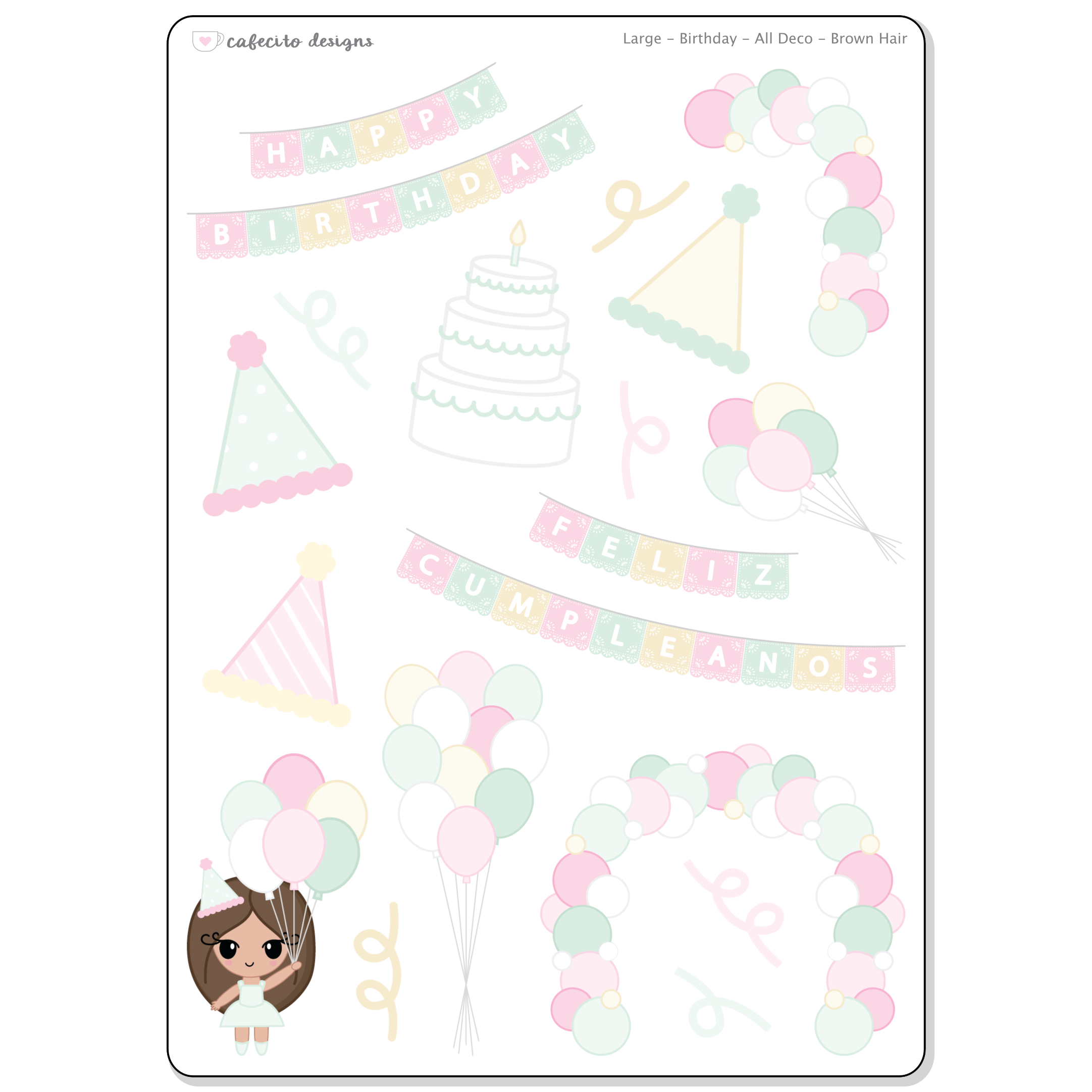 Birthday - Large Deco Sticker Sheet