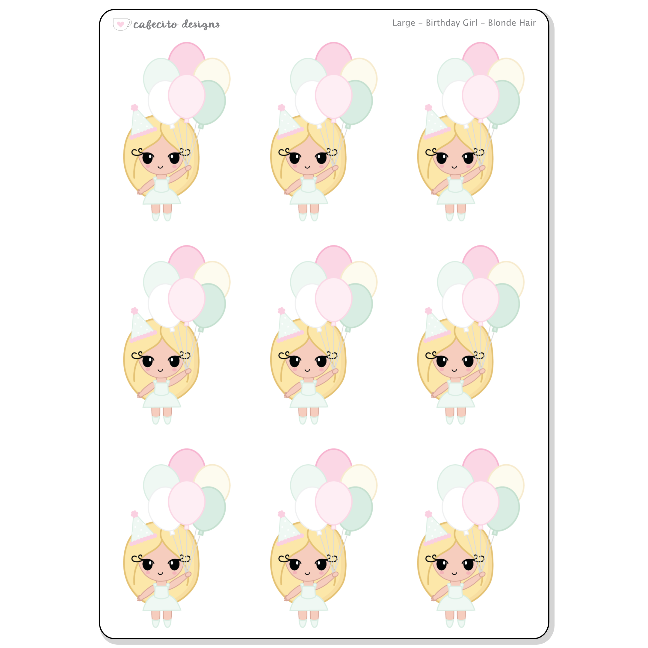 Birthday - Large Deco Sticker Sheet