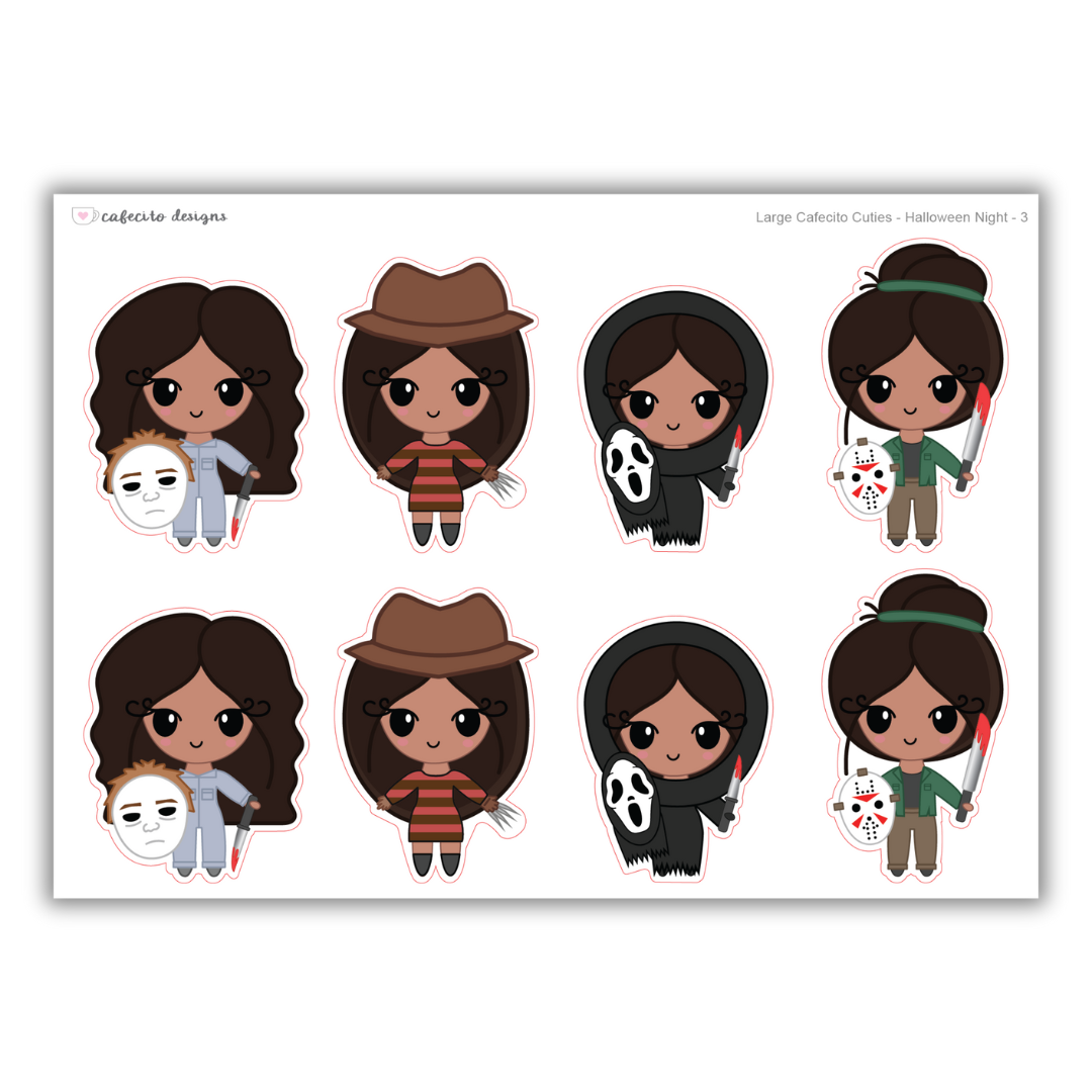 Halloween Night - Cafecito Cuties - Large Deco Sticker Sheet