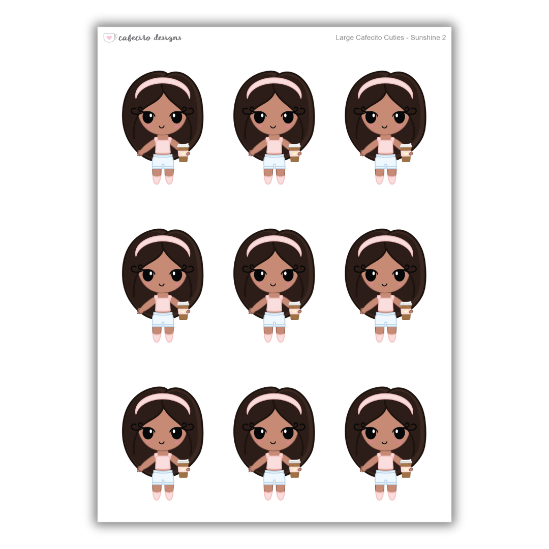 Sunshine - Cafecito Cuties - Large Deco Sticker Sheet