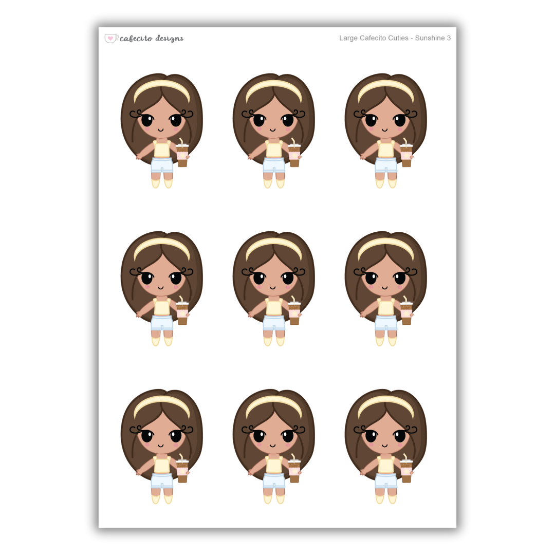 Sunshine - Cafecito Cuties - Large Deco Sticker Sheet