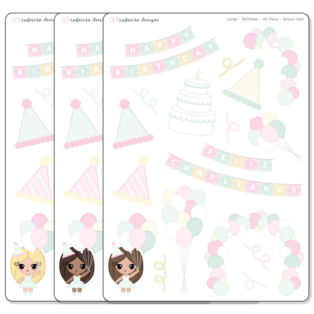 Birthday - Large Deco Sticker Sheet