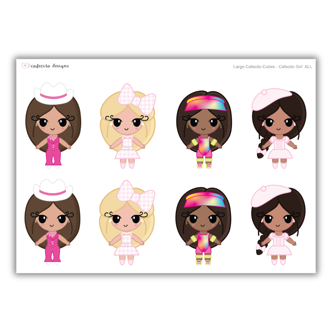 Cafecito Girl - Cafecito Cuties - Large Deco Sticker Sheet