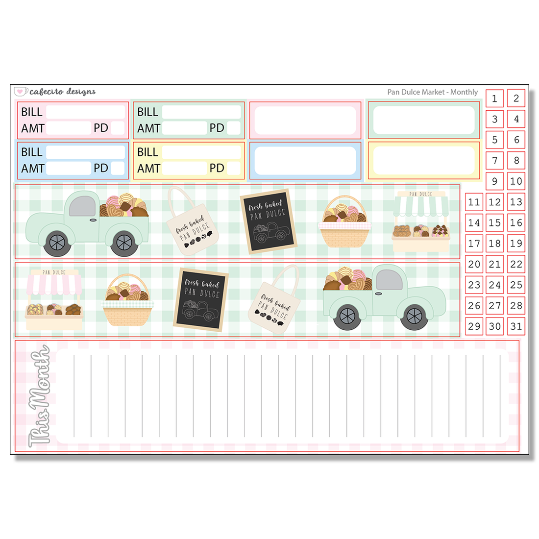 Pan Dulce Market - Monthly Sticker Sheet