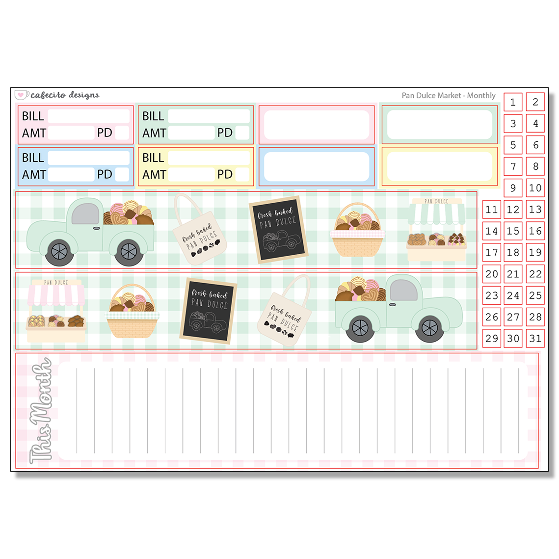 Pan Dulce Market - Monthly Sticker Sheet