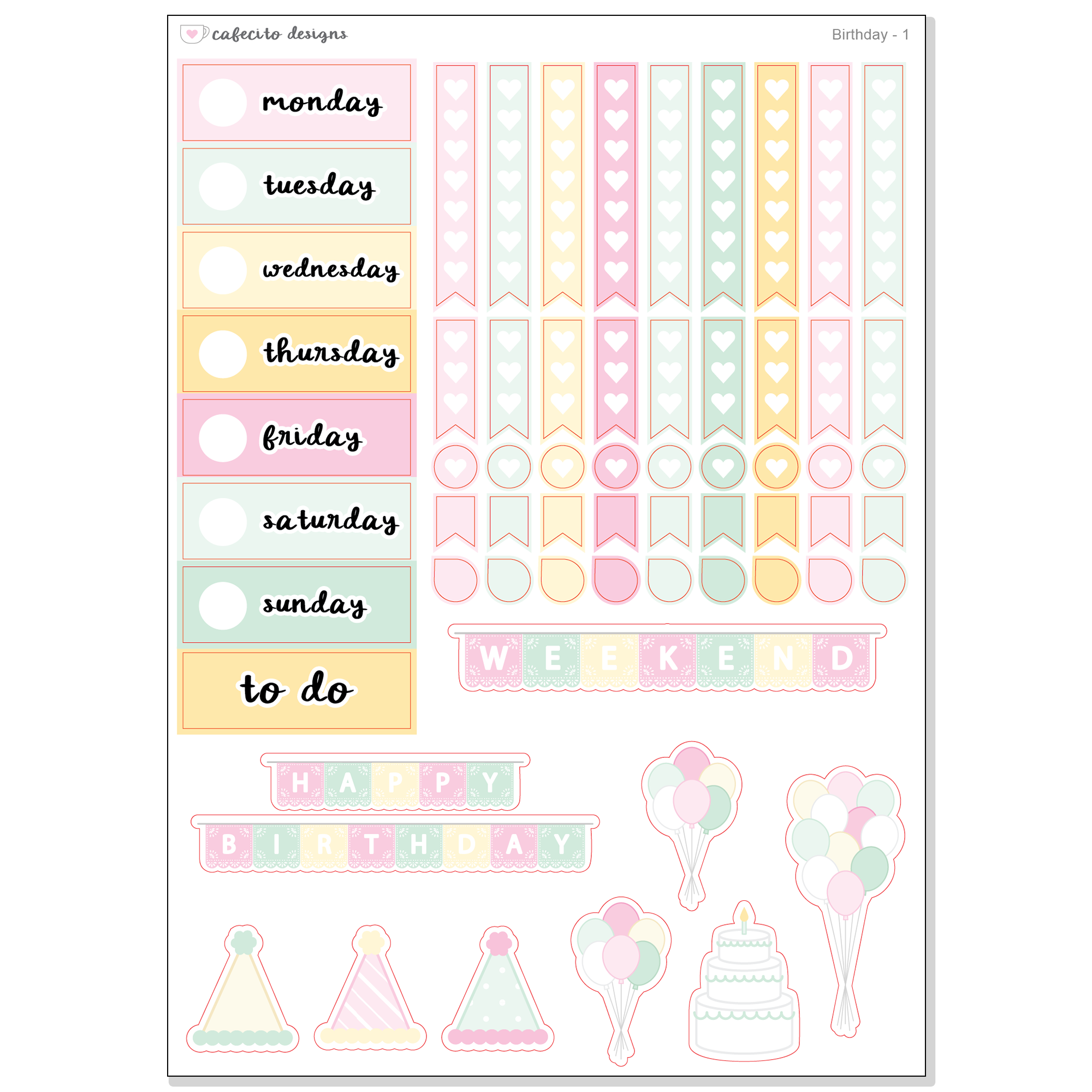 Birthday - Date Headers, Deco, Checklist 1
