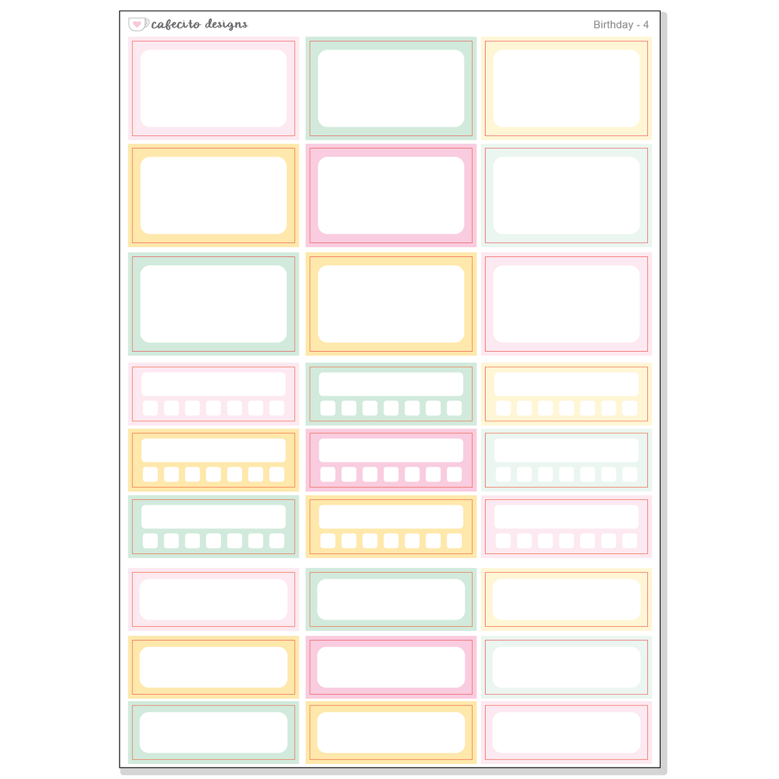 Birthday - Half Boxes, Quarter Boxes, Habit Trackers 4