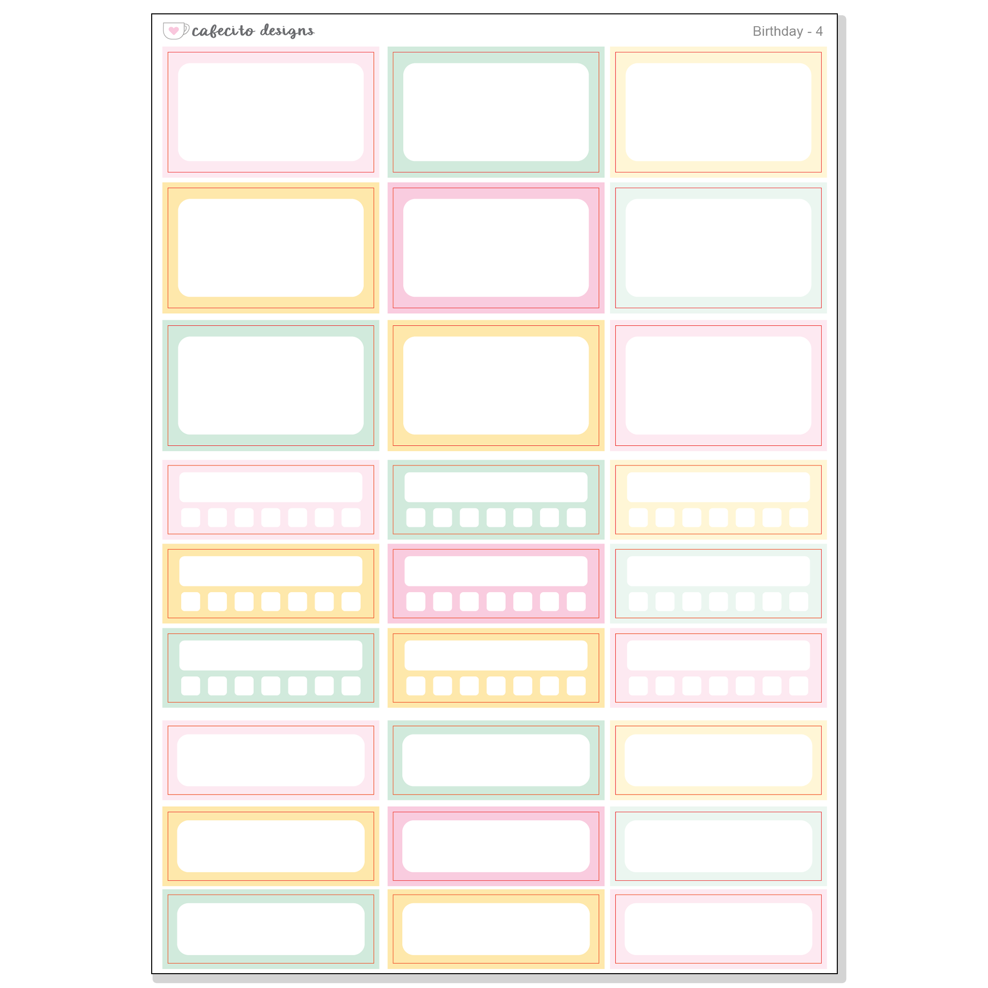 Birthday - Half Boxes, Quarter Boxes, Habit Trackers 4