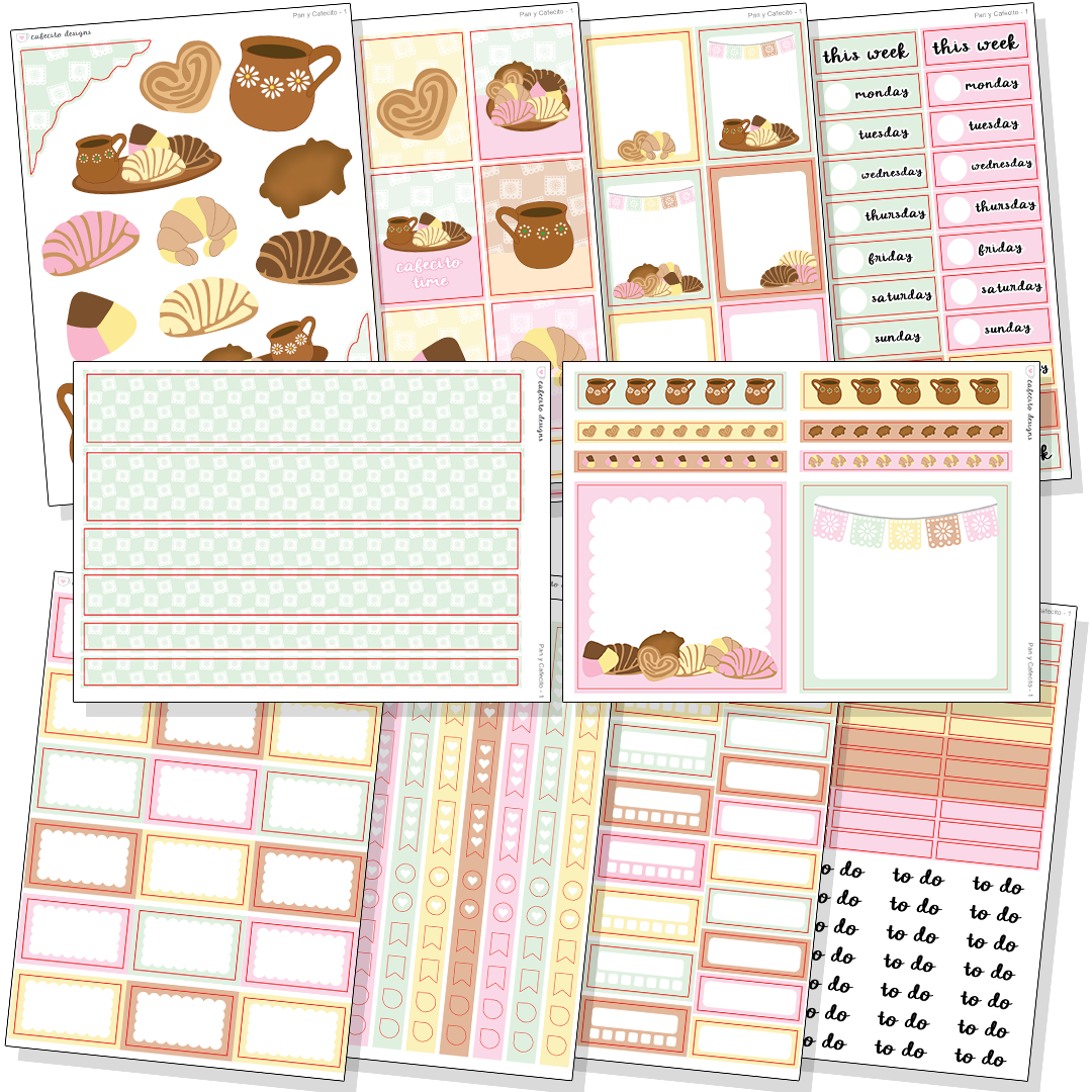 Pan y Cafecito - 10 Page Sticker Kit