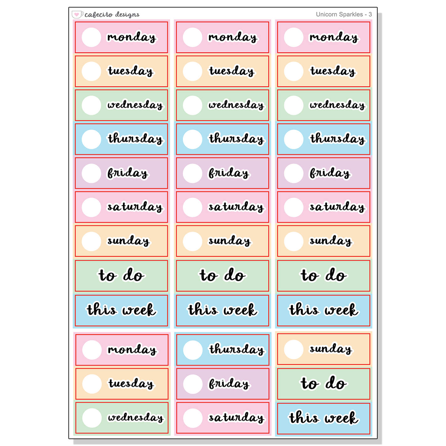 Unicorn Sparkles - Date Headers