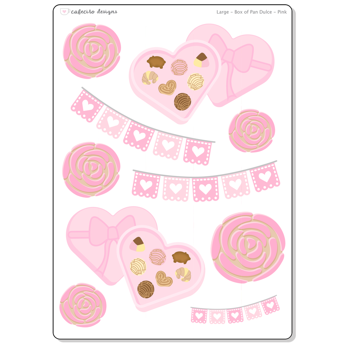 PINK Box of Pan Dulce - Large Deco Sticker Sheet