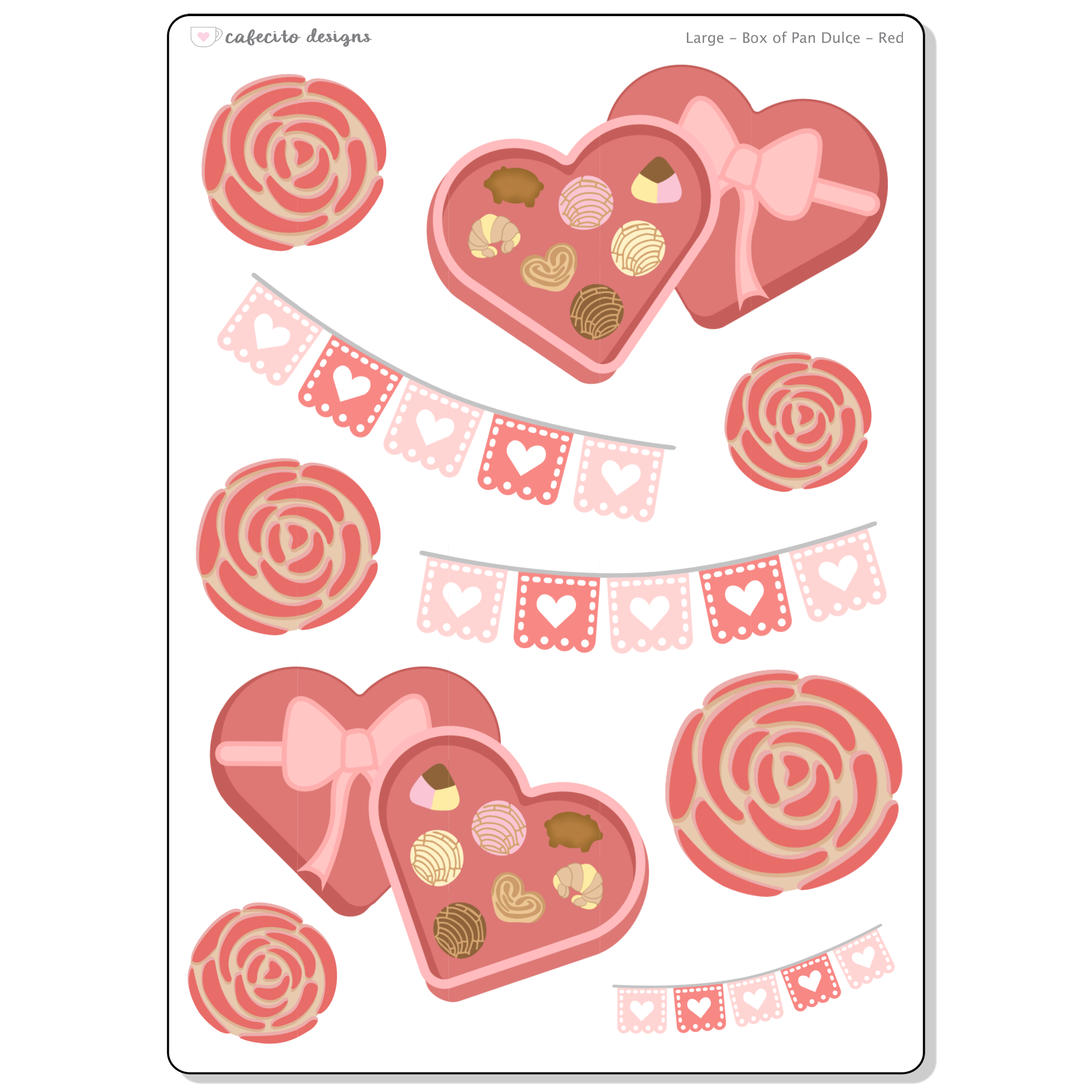 RED Box of Pan Dulce - Large Deco Sticker Sheet