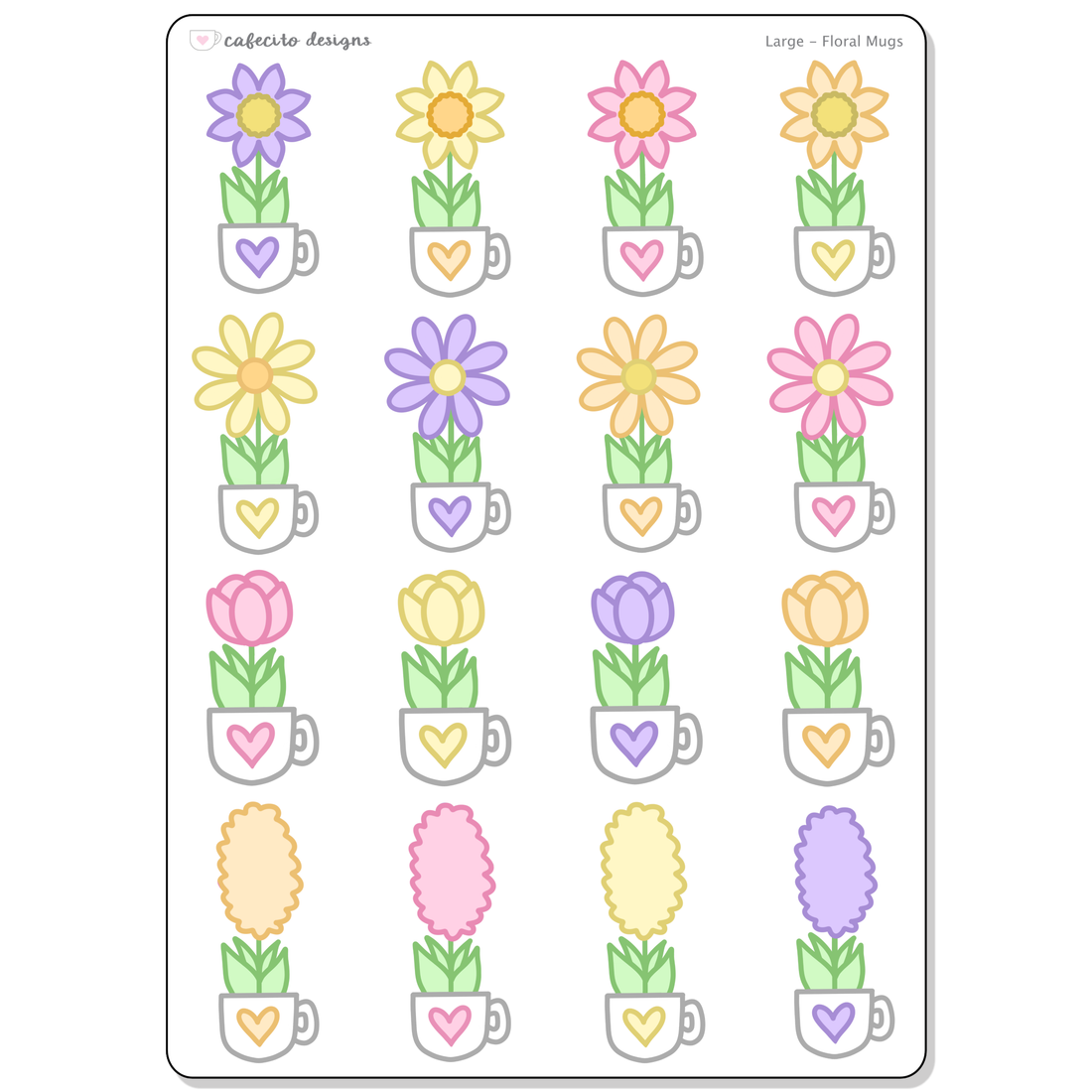 Floral Mugs - Large Deco Sticker Sheet