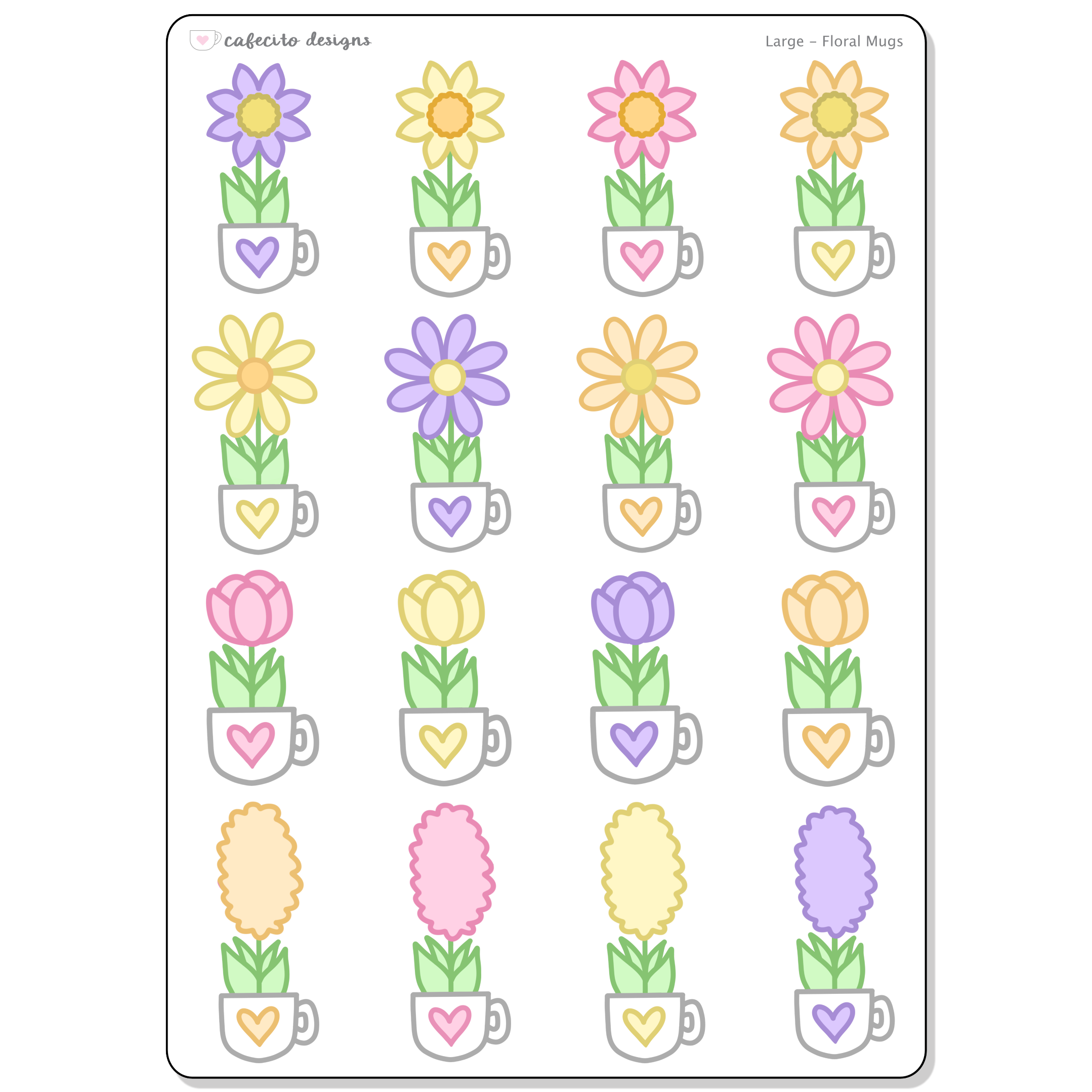 Floral Mugs - Large Deco Sticker Sheet