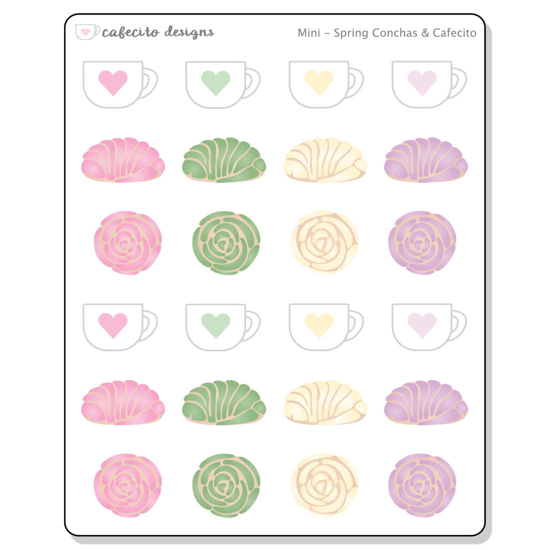 Spring Conchas & Cafecito - Mini Deco Sticker Sheet