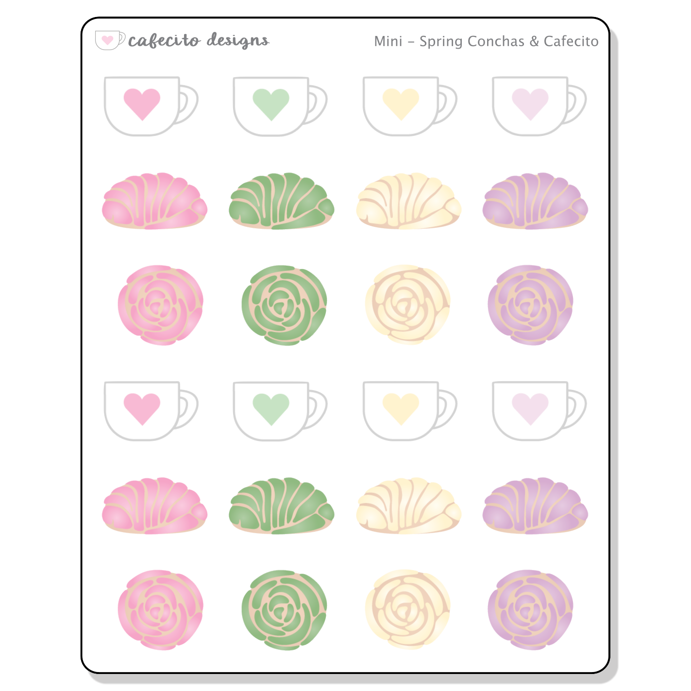 Spring Conchas & Cafecito - Mini Deco Sticker Sheet