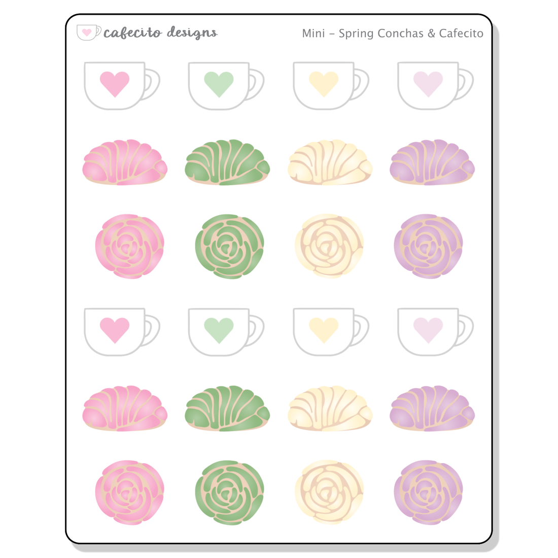 Spring Conchas &amp; Cafecito - Mini Deco Sticker Sheet