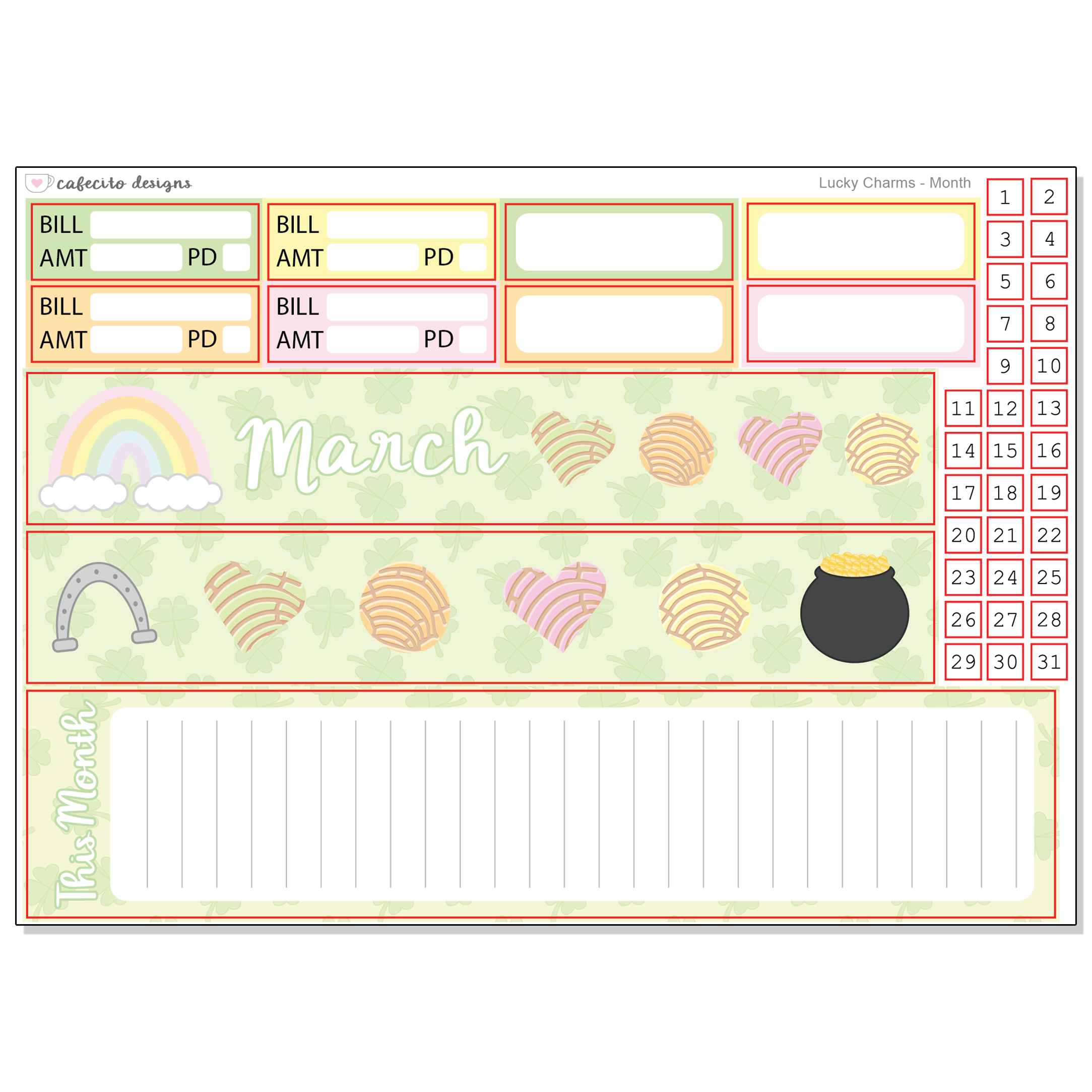 Lucky Charms - Monthly Functional Stickers