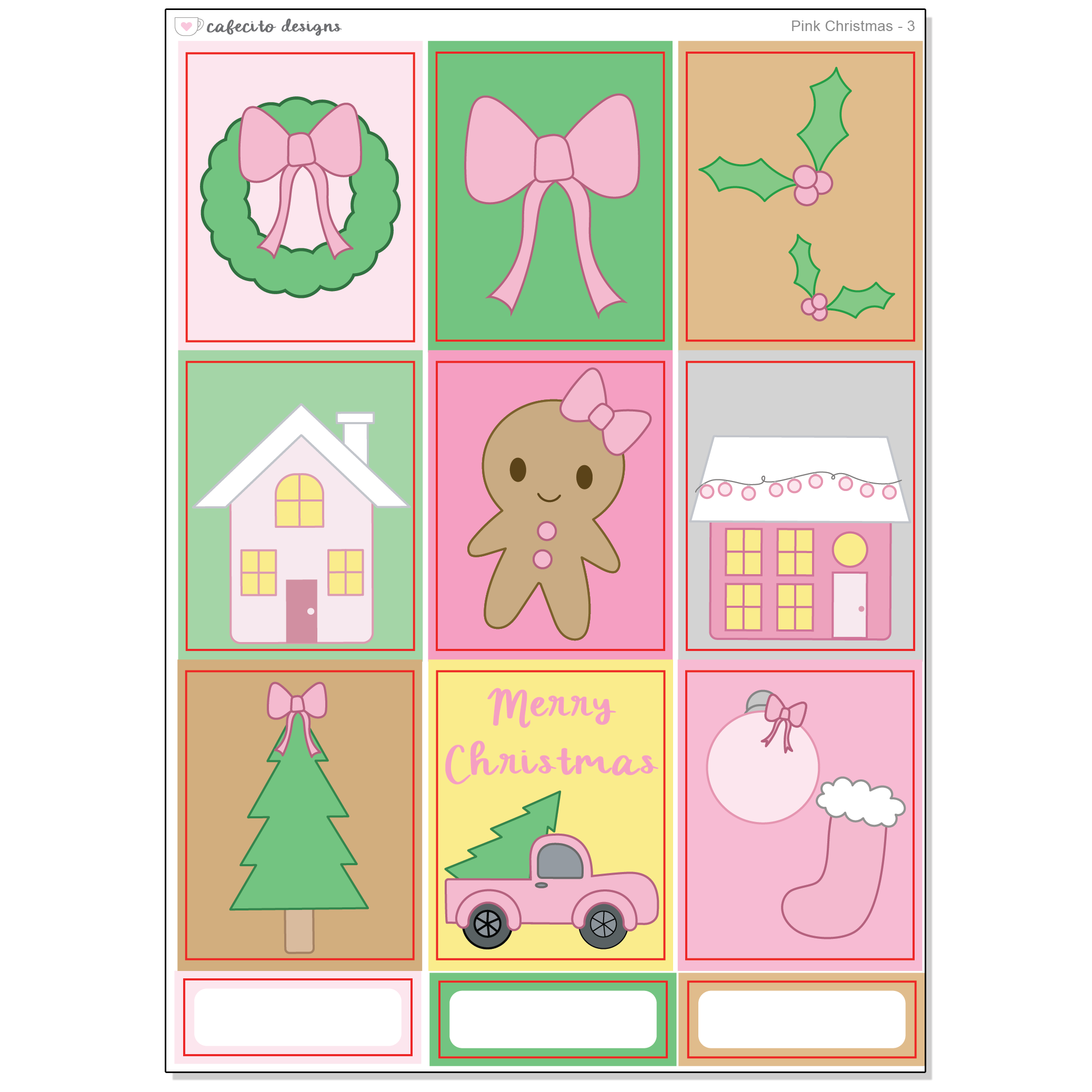 Pink Christmas - Functional Stickers